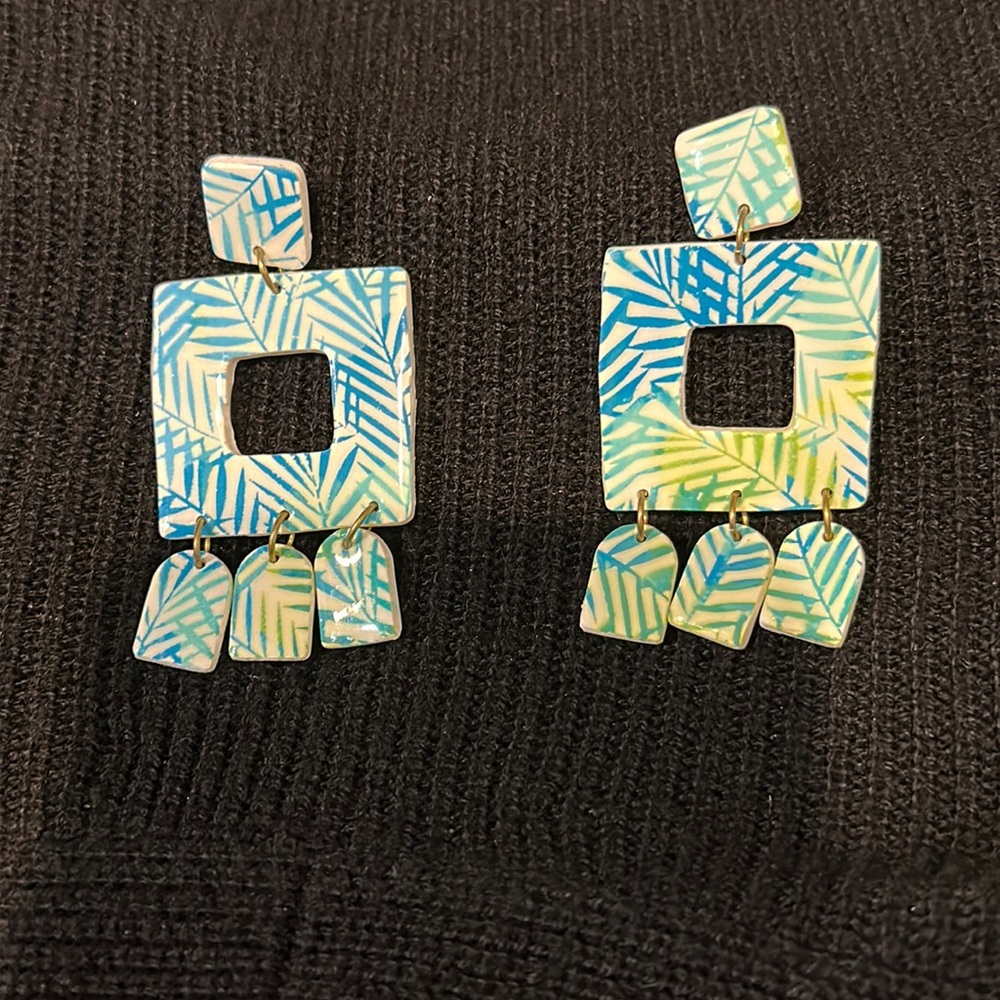 NEW Lightweight Palm Print Polymer Clay Earrings